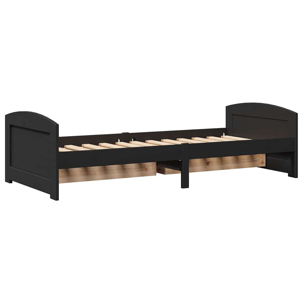 Dormeuse con 2 Cassetti senza Materasso Nero 90x200 cm IRUN | homemem39