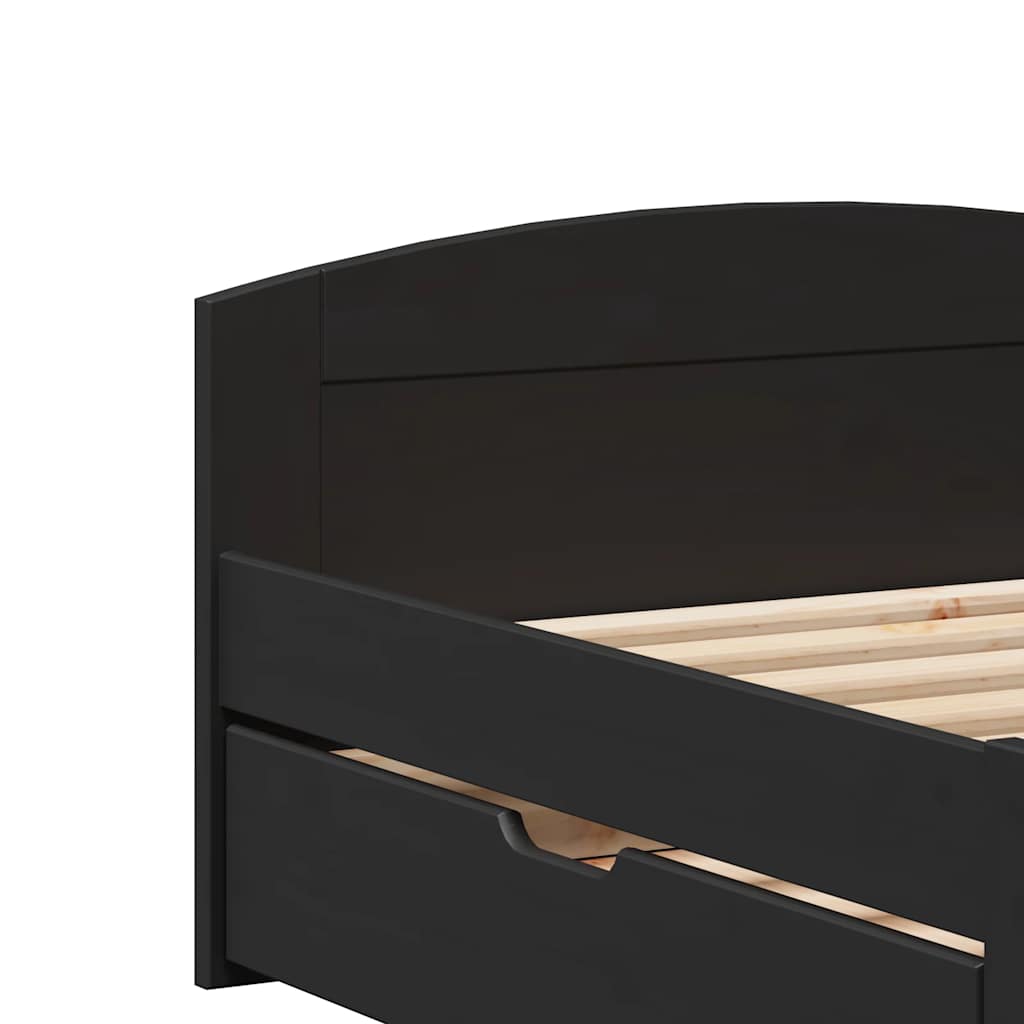 Dormeuse con 2 Cassetti senza Materasso Nero 90x200 cm IRUN | homemem39