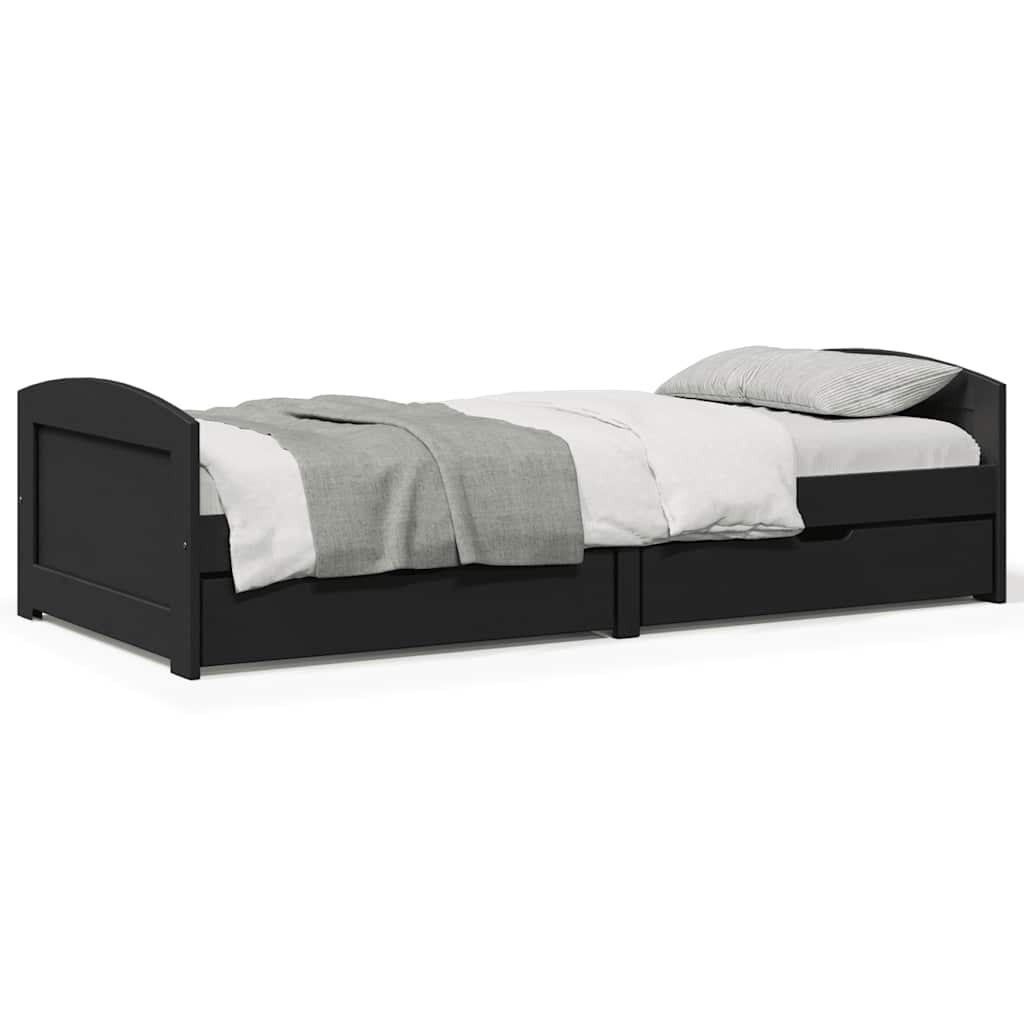 Dormeuse con 2 Cassetti senza Materasso Nero 90x200 cm IRUN | homemem39