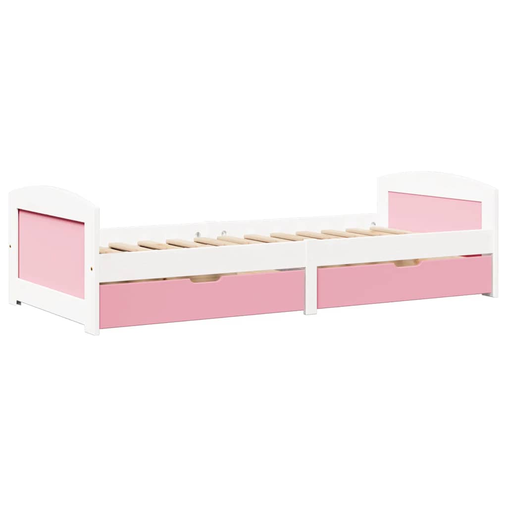 Dormeuse 2 Cassetti senza Materasso Bianco&Rosa 90x200 cm IRUN | homemem39