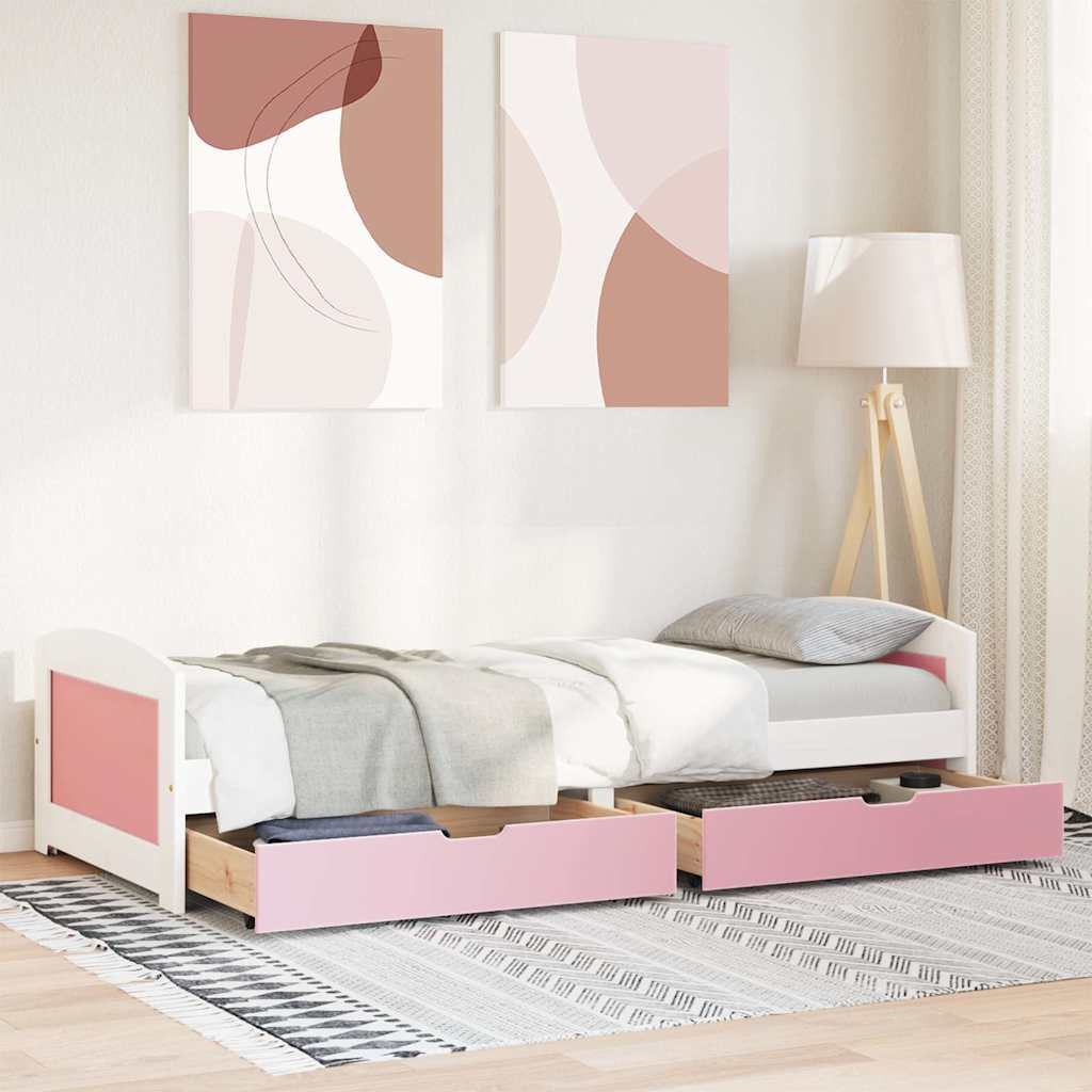 Dormeuse 2 Cassetti senza Materasso Bianco&Rosa 90x200 cm IRUN | homemem39