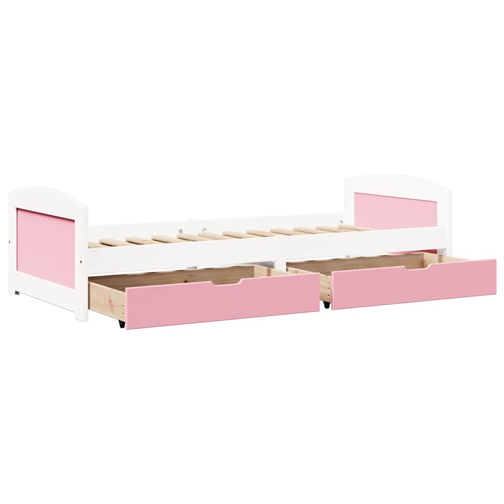 Dormeuse 2 Cassetti senza Materasso Bianco&Rosa 90x200 cm IRUN | homemem39