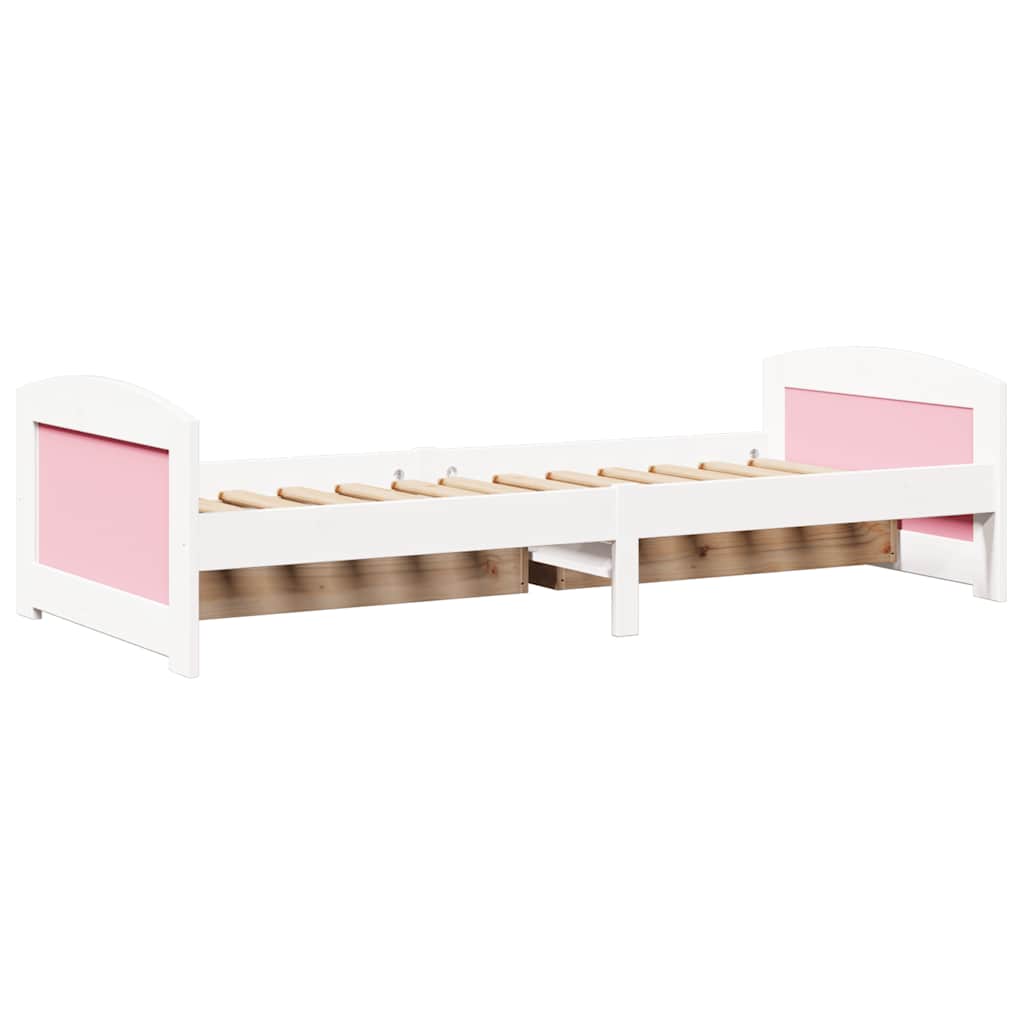 Dormeuse 2 Cassetti senza Materasso Bianco&Rosa 90x200 cm IRUN | homemem39