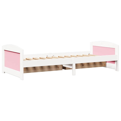 Dormeuse 2 Cassetti senza Materasso Bianco&Rosa 90x200 cm IRUN | homemem39