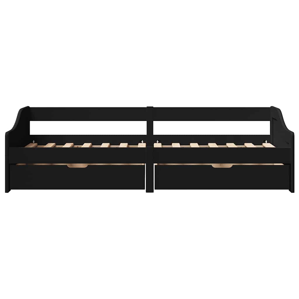 Dormeuse con 2 Cassetti senza Materasso Nero 90x200 cm IRUN - homemem39