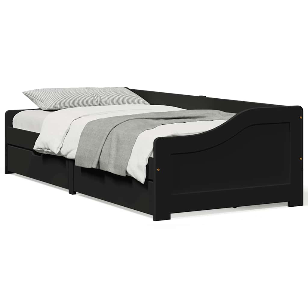 Dormeuse con 2 Cassetti senza Materasso Nero 90x200 cm IRUN - homemem39