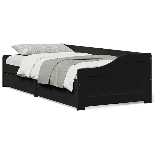 Dormeuse con 2 Cassetti senza Materasso Nero 90x200 cm IRUN - homemem39