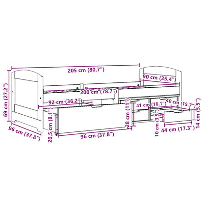 Dormeuse con 5 Cassetti senza Materasso Nero 90x200 cm IRUN - homemem39