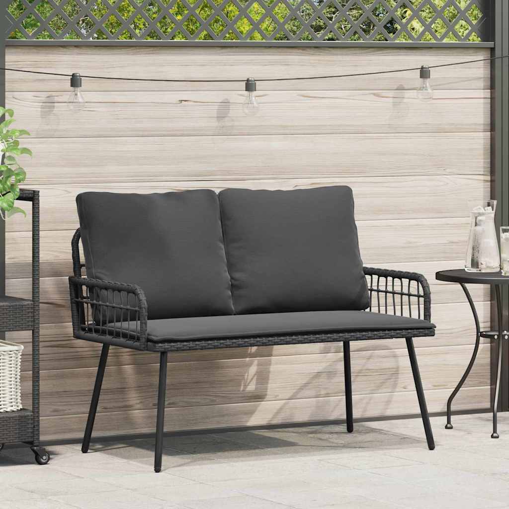 Panchina da giardino con cuscino Grigio 114 x 64 x 78cm Metallo