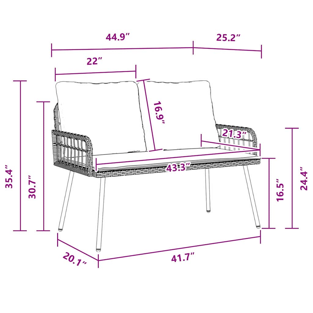 Panchina da giardino Marrone 114 x 64 x 78cm Metallo