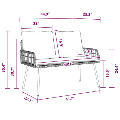 Panchina da giardino Marrone 114 x 64 x 78cm Metallo