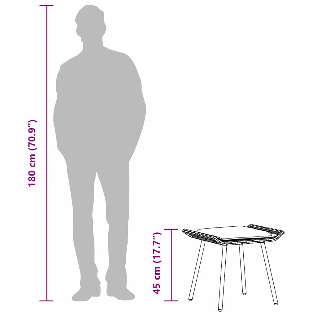 Panca da Giardino 2 pcs Marrone 50 x 40 x 45cm Poliestere