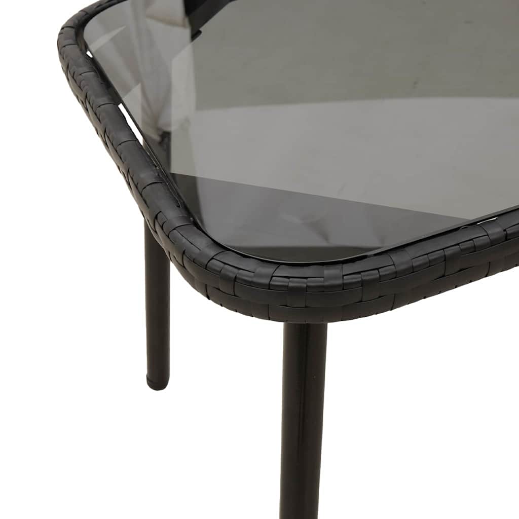 Tavolino da salotto Nero 90 x 45 x 43 cm Polyrattan e vetro
