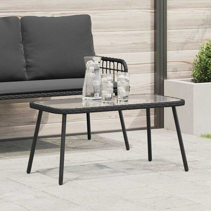 Tavolino da salotto Nero 90 x 45 x 43 cm Polyrattan e vetro