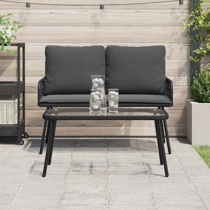 Tavolino da salotto Nero 90 x 45 x 43 cm Polyrattan e vetro