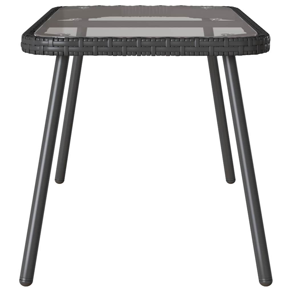 Tavolino da salotto Nero 90 x 45 x 43 cm Polyrattan e vetro