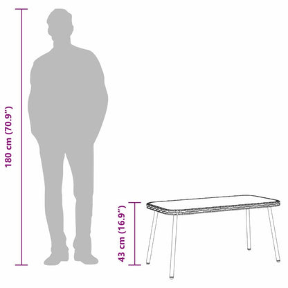 Tavolino da salotto Nero 90 x 45 x 43 cm Polyrattan e vetro