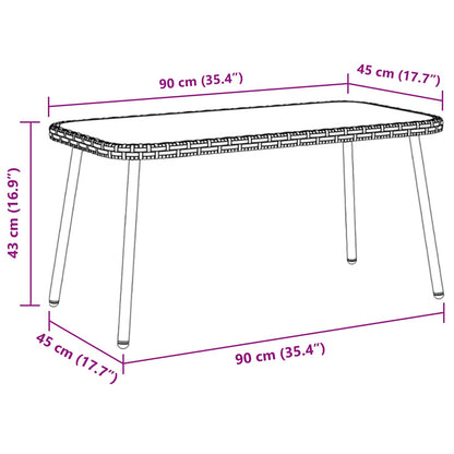Tavolino da salotto Nero 90 x 45 x 43 cm polyrattan | homemem39