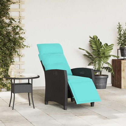 Sedia Reclinabile da Giardino con Tavolino Nera Polyrattan