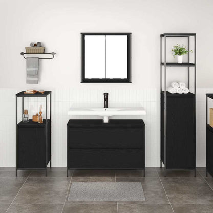 Set di mobili per il bagno 3 pcs Rovere Nero Legno multistrato