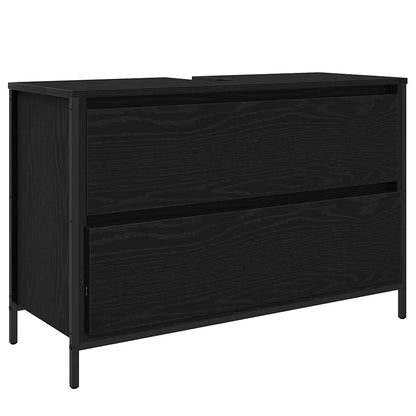 Set di mobili per il bagno 3 pcs Rovere Nero Legno multistrato