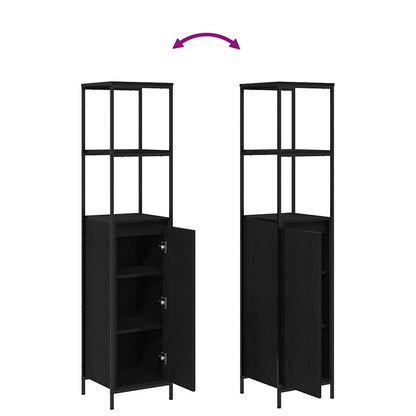 Set di mobili per il bagno 3 pcs Rovere Nero Legno multistrato | homemem39