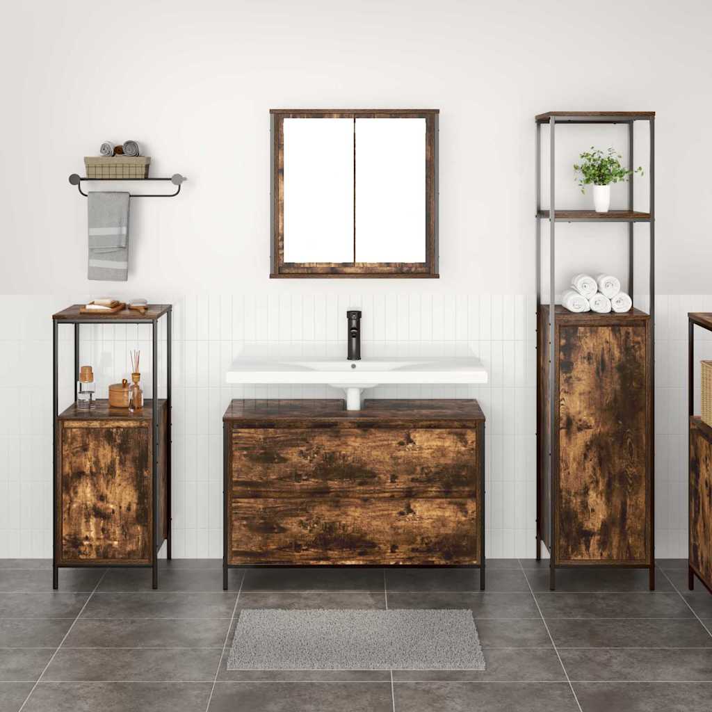 Set di mobili per il bagno 3 pz Rovere fumé 90 x 34,5 x 60 cm | homemem39