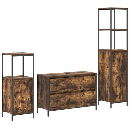 Set di mobili per il bagno 3 pz Rovere fumé 90 x 34,5 x 60 cm | homemem39