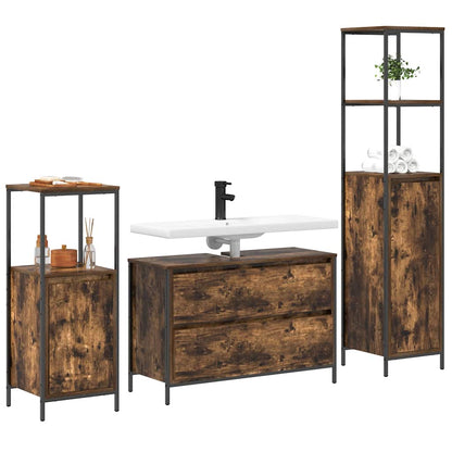 Set di mobili per il bagno 3 pz Rovere fumé 90 x 34,5 x 60 cm | homemem39