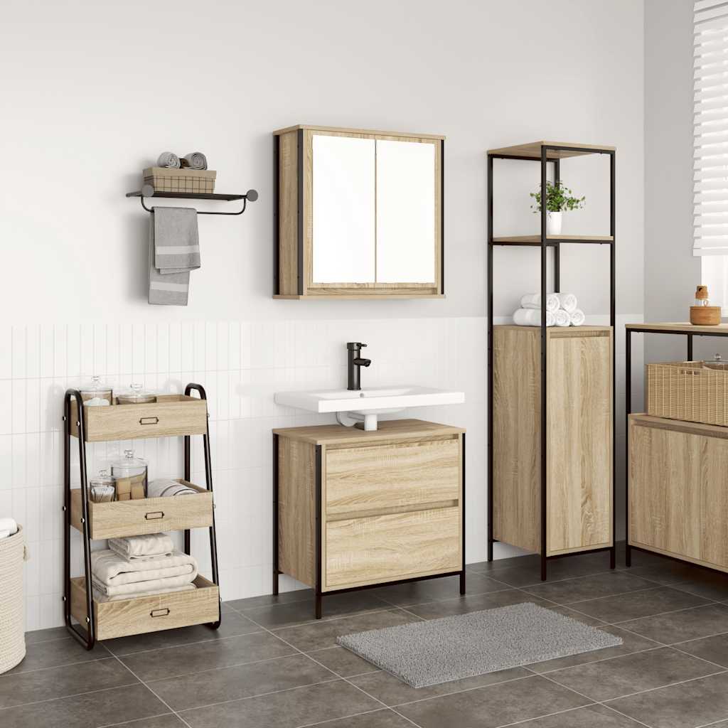 Set Mobili da Bagno 2 pz Rovere Sonoma in Legno Multistrato | homemem39