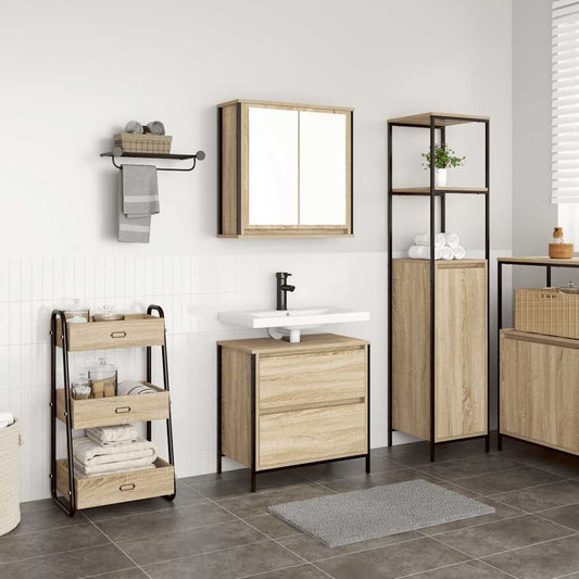 Set Mobili da Bagno 2 pz Rovere Sonoma in Legno Multistrato | homemem39