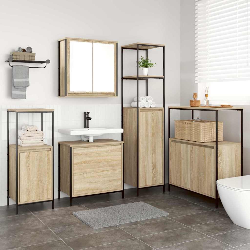 Set di mobili per il bagno 5 pcs Beige Legno multistrato | homemem39