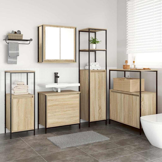 Set di mobili per il bagno 5 pcs Beige Legno multistrato | homemem39