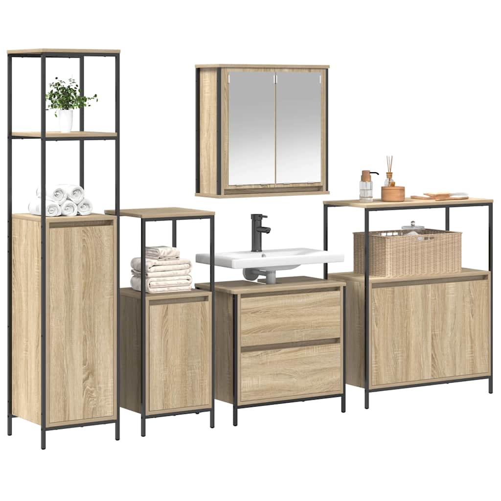Set di mobili per il bagno 5 pcs Beige Legno multistrato | homemem39