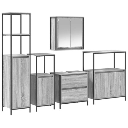 Set di mobili per il bagno 5 pcs Grigio Legno multistrato
