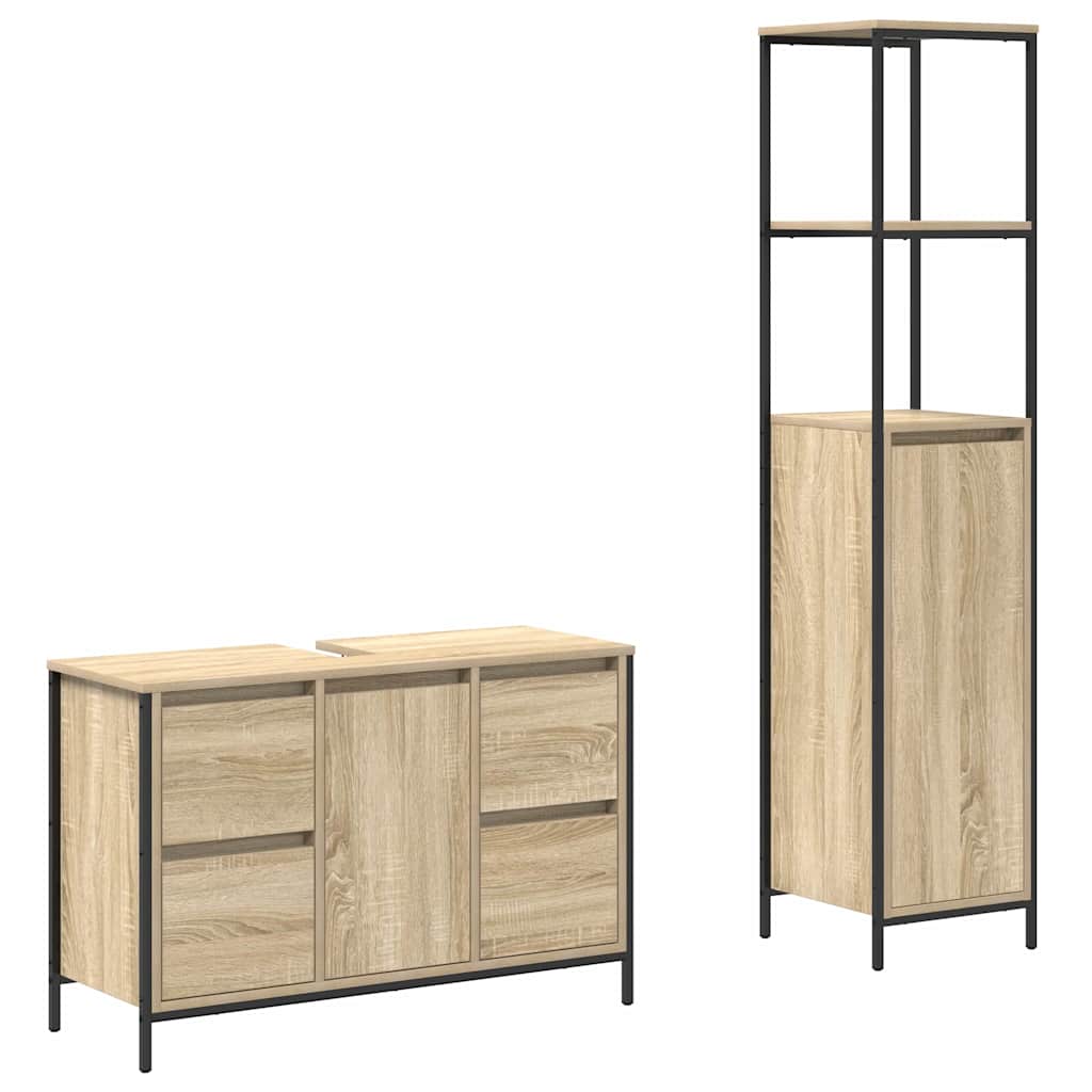 Set di mobili per il bagno 2 pz Rovere Sonoma e Nero | homemem39