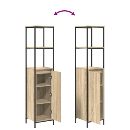 Set di mobili per il bagno con porta 3 pcs Rovere Sonoma e Nero | homemem39