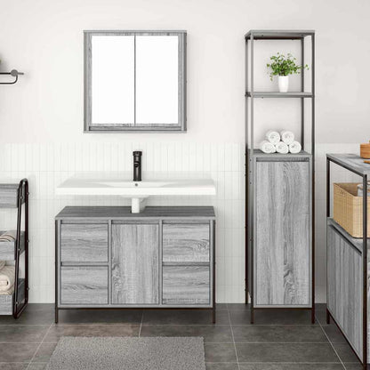 Set di mobili per il bagno 2 pz Grigio Sonoma e Nero | homemem39