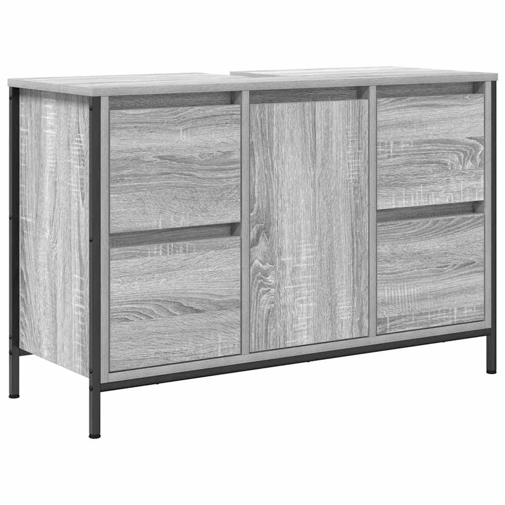 Set di mobili per il bagno 2 pz Grigio Sonoma e Nero | homemem39