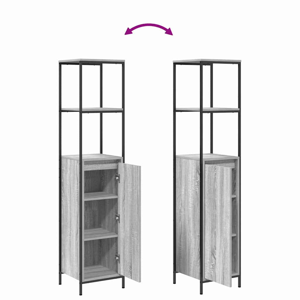 Set di mobili per il bagno 2 pz Grigio Sonoma e Nero | homemem39
