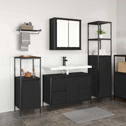 Set di mobili per il bagno 3 pz Rovere Nero 36 x 35 x 165 cm | homemem39