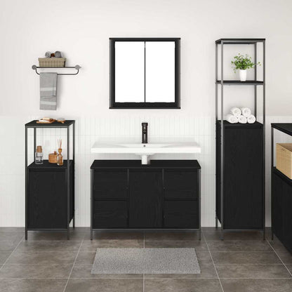 Set di mobili per il bagno 3 pz Rovere Nero 36 x 35 x 165 cm | homemem39