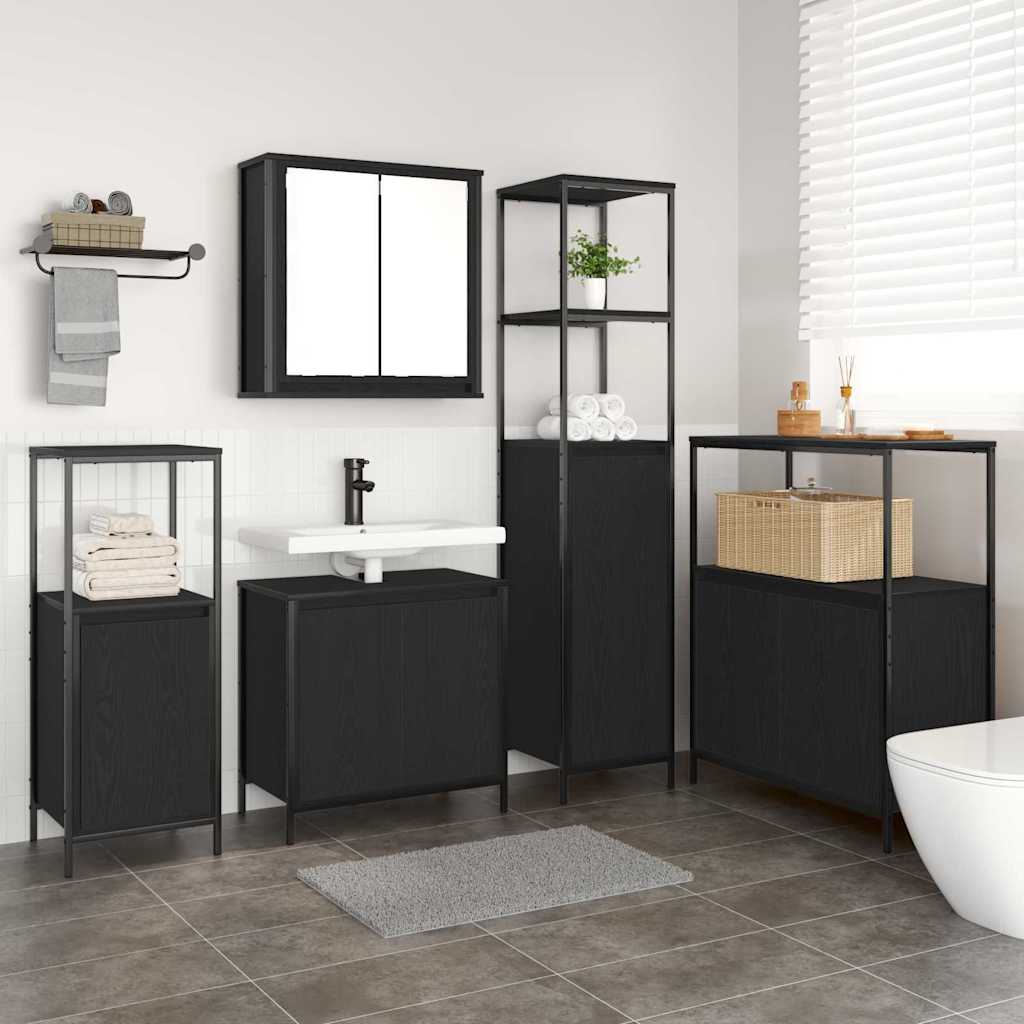 Set di mobili per il bagno 5 pz Rovere Nero 36 x 35 x 165 cm | homemem39
