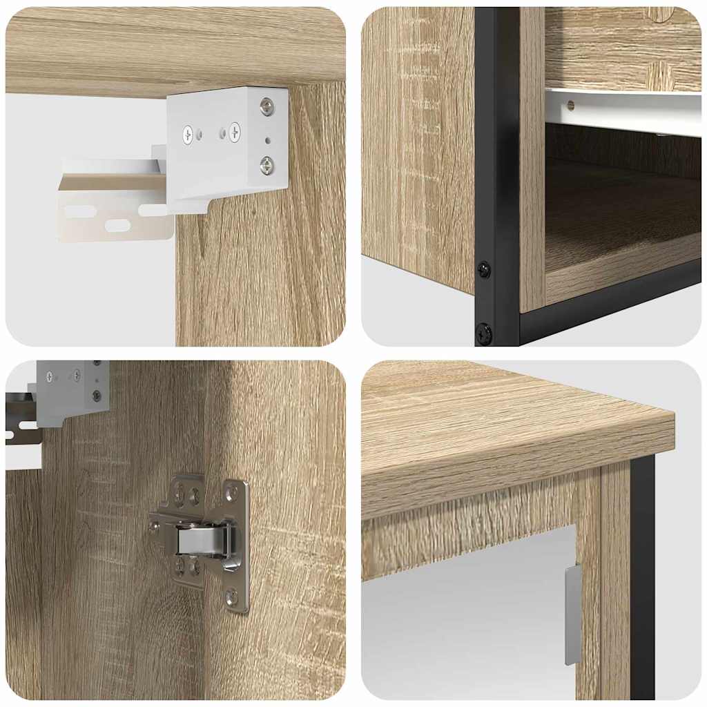 Set di mobili per il bagno 5 pz Rovere Sonoma e Nero