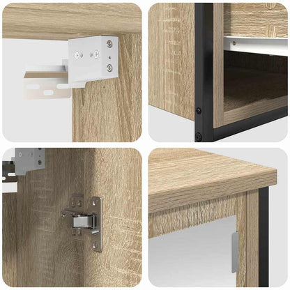 Set di mobili per il bagno 5 pz Rovere Sonoma e Nero