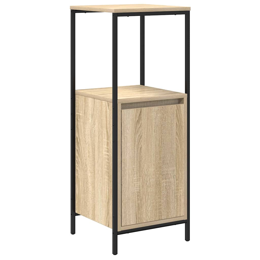 Set di mobili per il bagno con porta 5 pcs Rovere Sonoma e Nero | homemem39