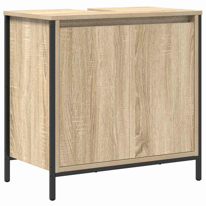 Set di mobili per il bagno con porta 3 pcs Rovere Sonoma e Nero | homemem39