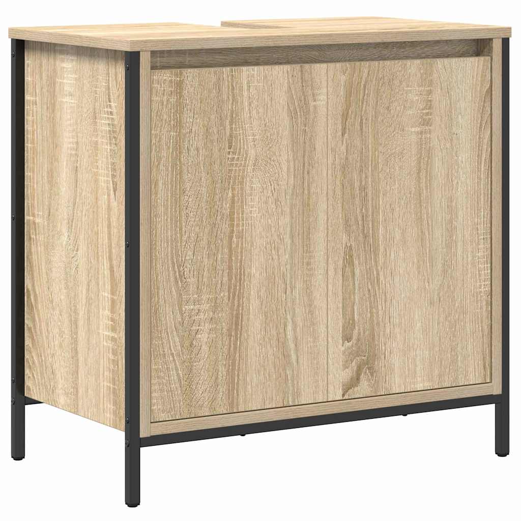 Set di mobili per il bagno con porta 5 pcs Rovere Sonoma e Nero | homemem39
