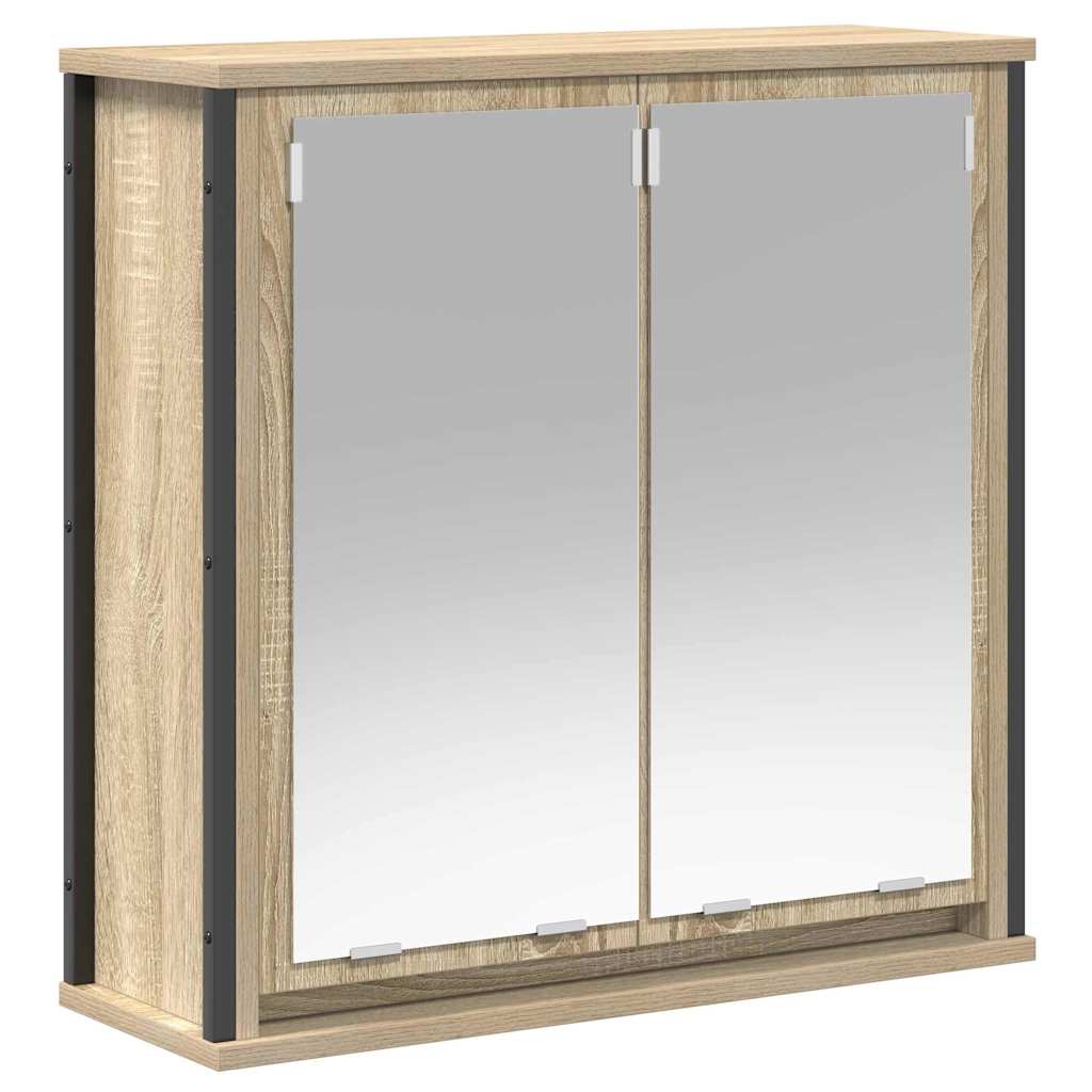 Set di mobili per il bagno con porta 5 pcs Rovere Sonoma e Nero | homemem39