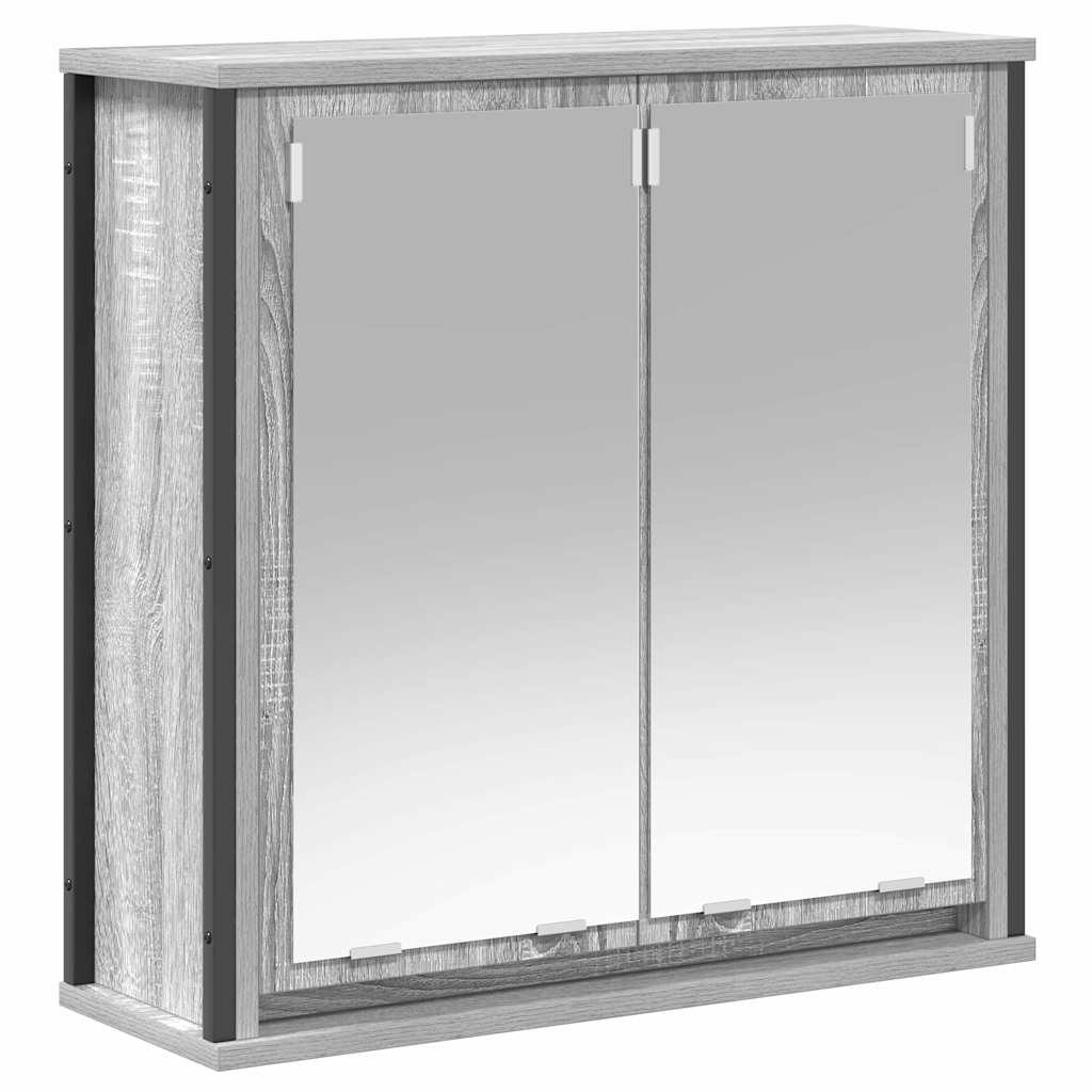 Set di mobili per il bagno con porta 5 pcs Grigio Sonoma e Nero | homemem39